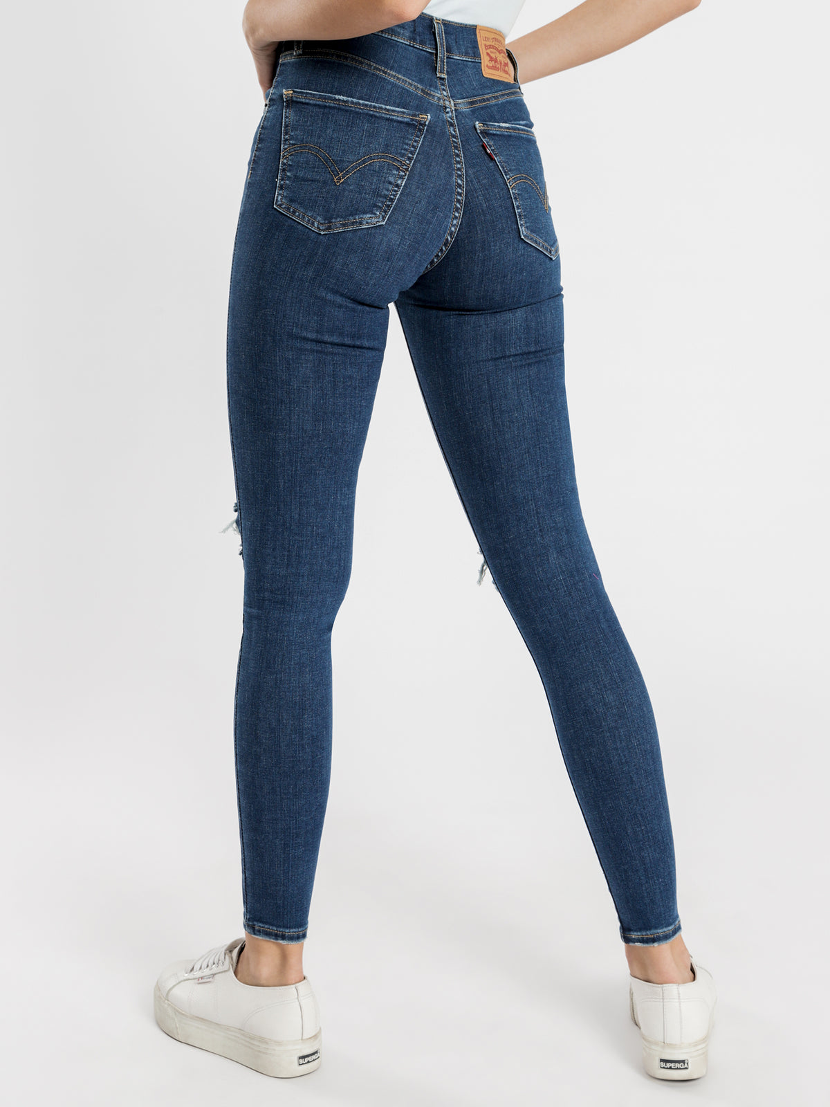 Mile High Super Skinny Jeans in Shady Business Blue Denim