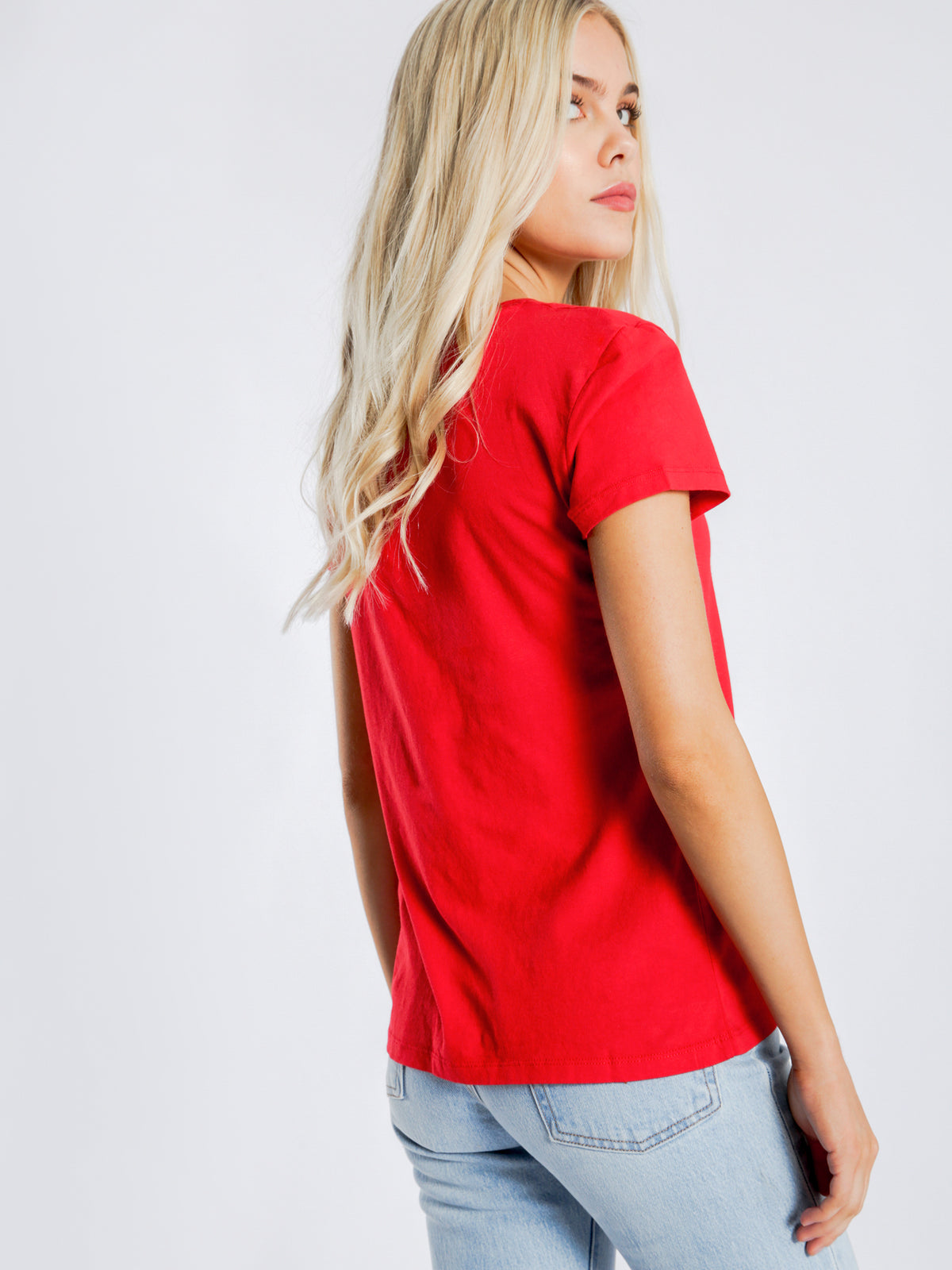 The Perfect Graphic Box Tab T-Shirt in Brilliant Red