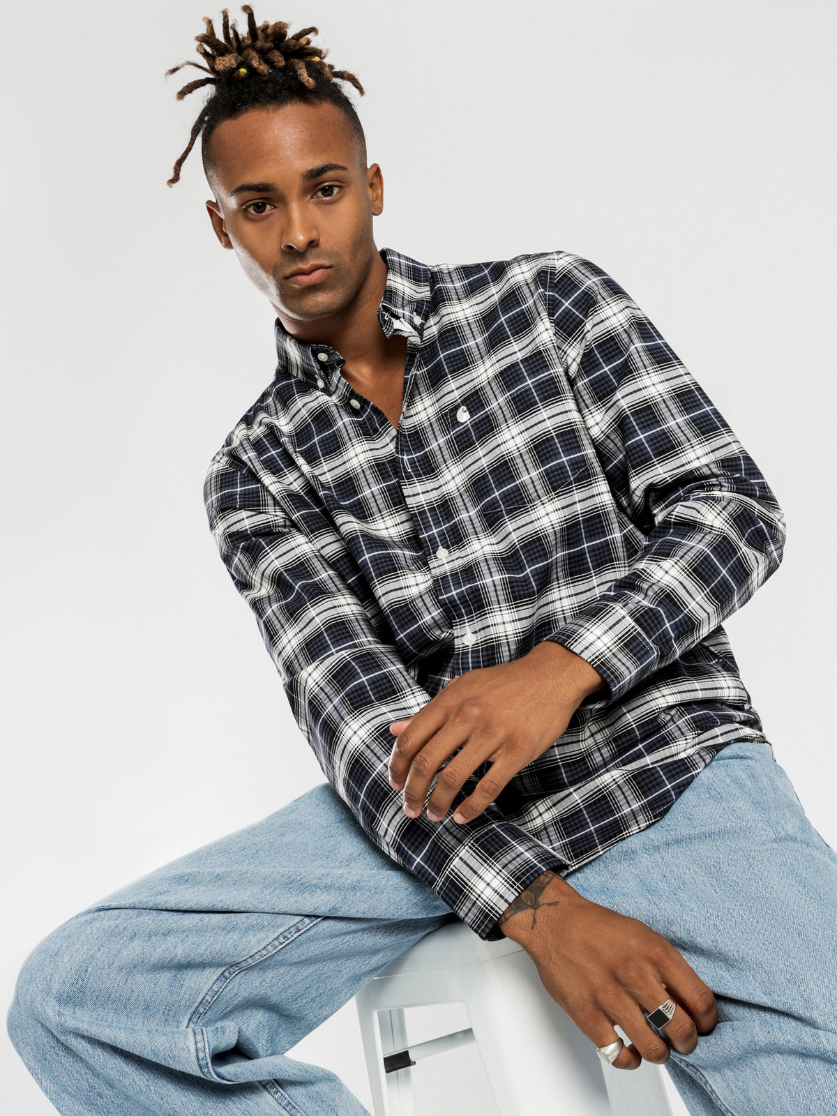 Linville Long Sleeve Shirt in Blue Check