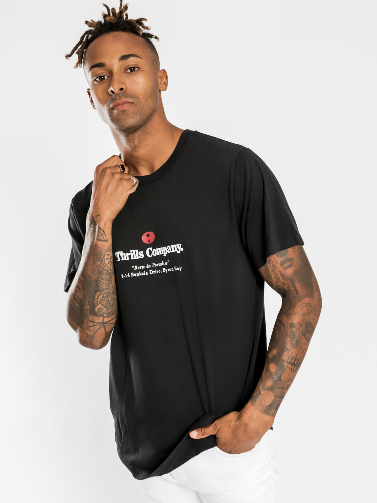 Born in Paradise Merch Fit T-Shirt in Black