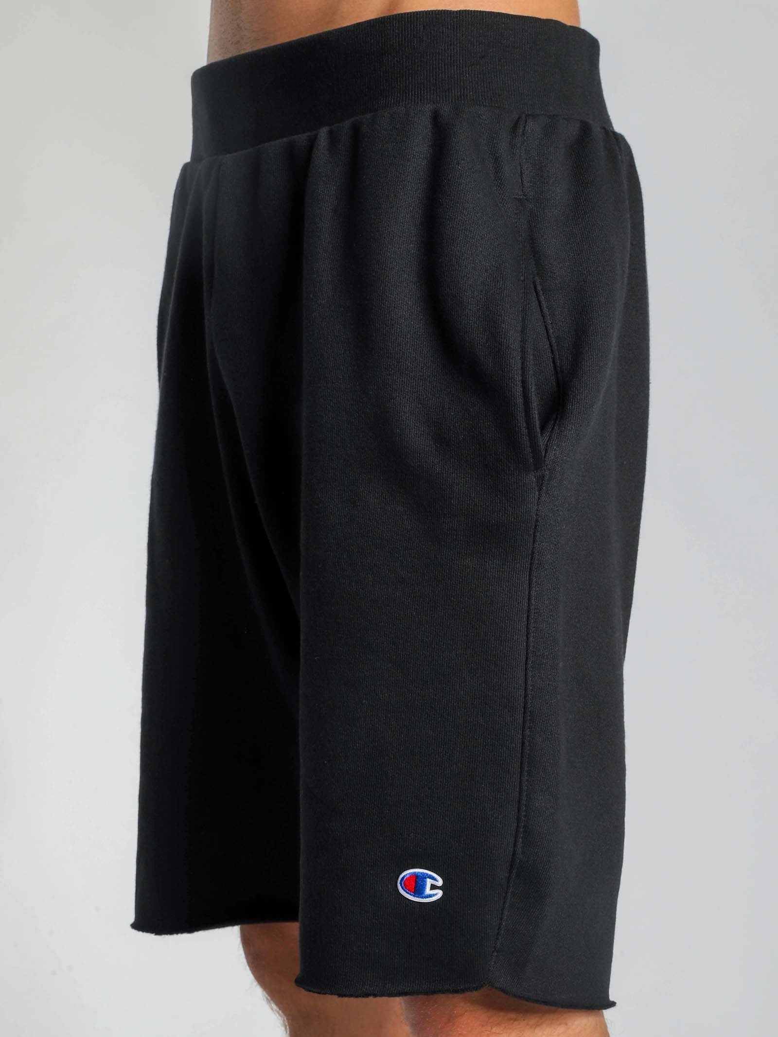 Reverse Weave Cut Off Shorts in Black