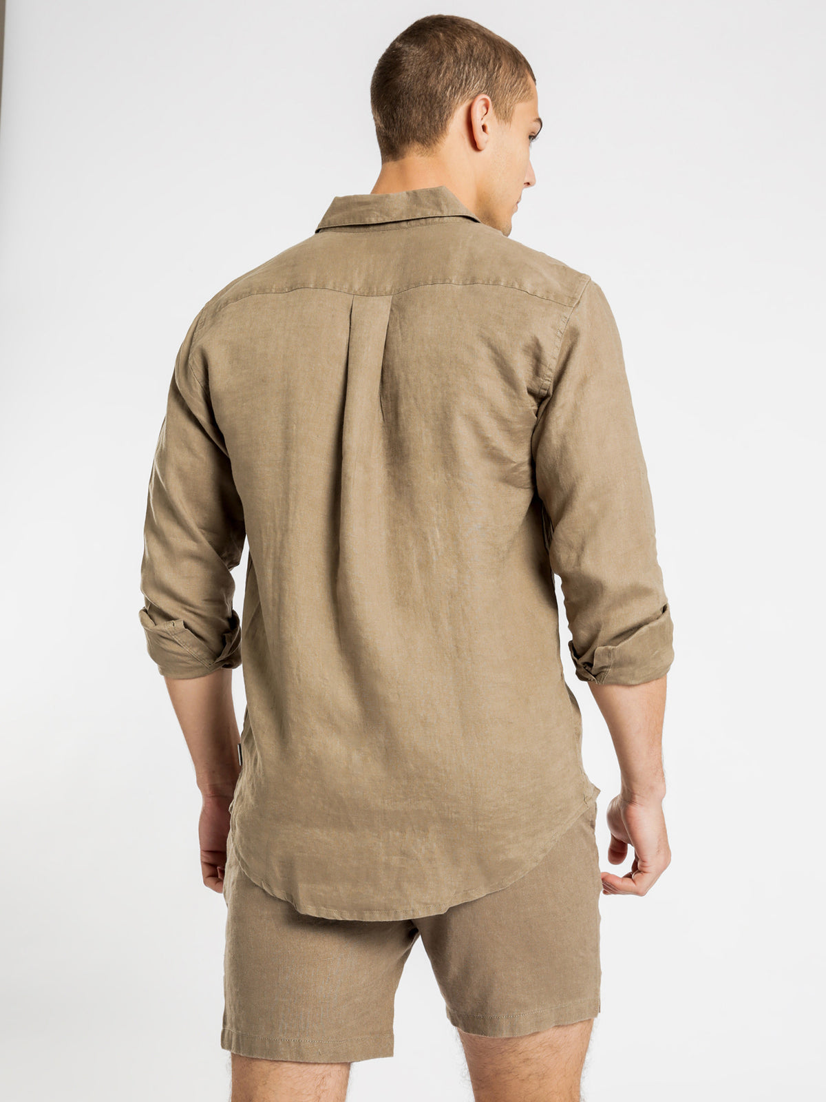 Nelson Linen Long Sleeve Shirt in Thyme Green
