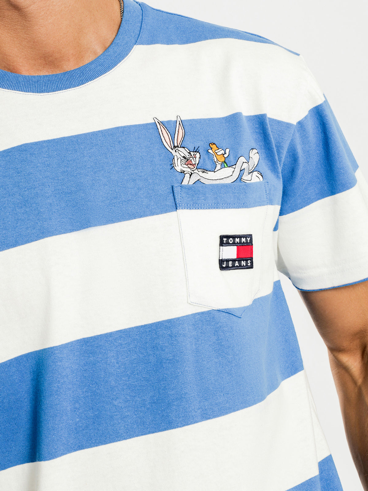 Tommy Jeans X Looney Tunes Organic Cotton Stripe T-Shirt in Blue &amp; White
