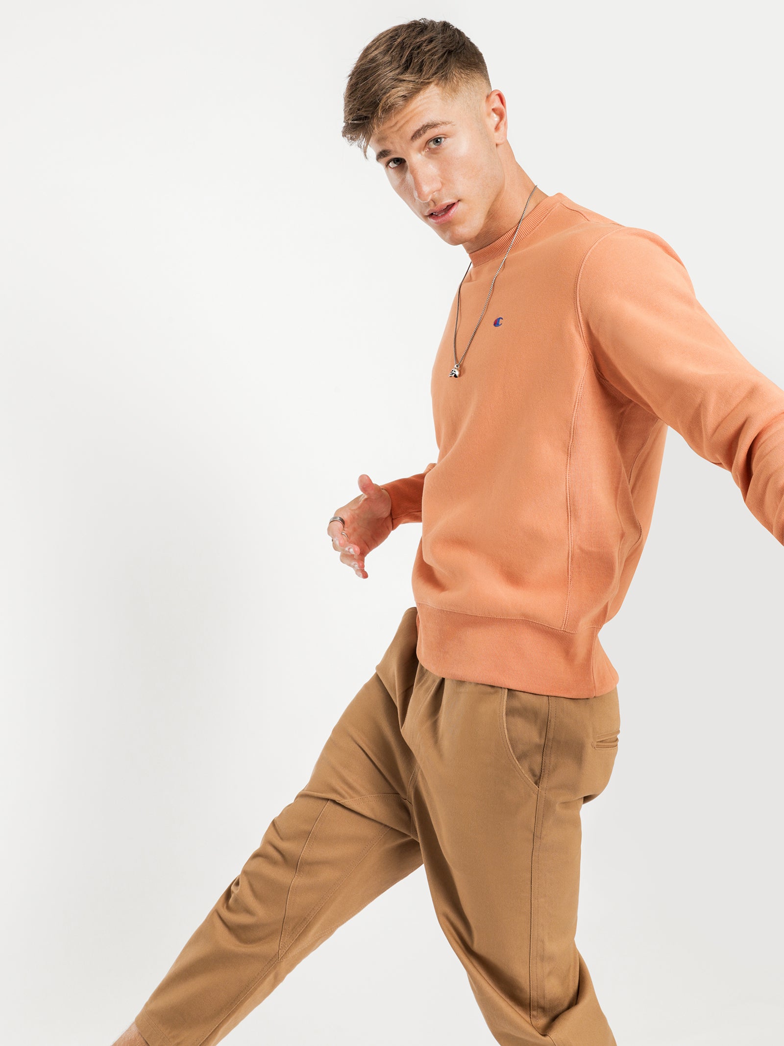 Mini Logo Reverse Weave Crew Sweater