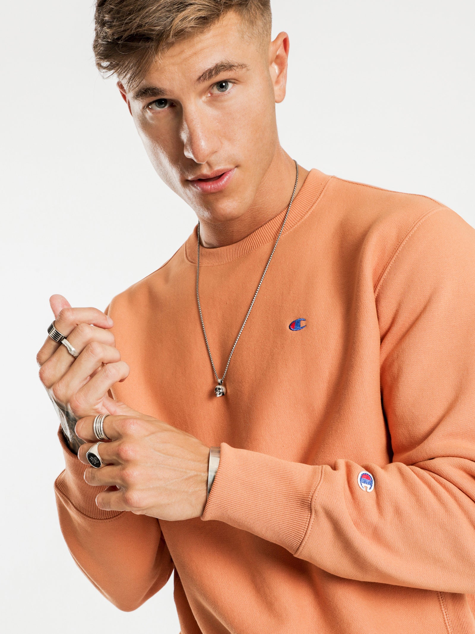 Mini Logo Reverse Weave Crew Sweater