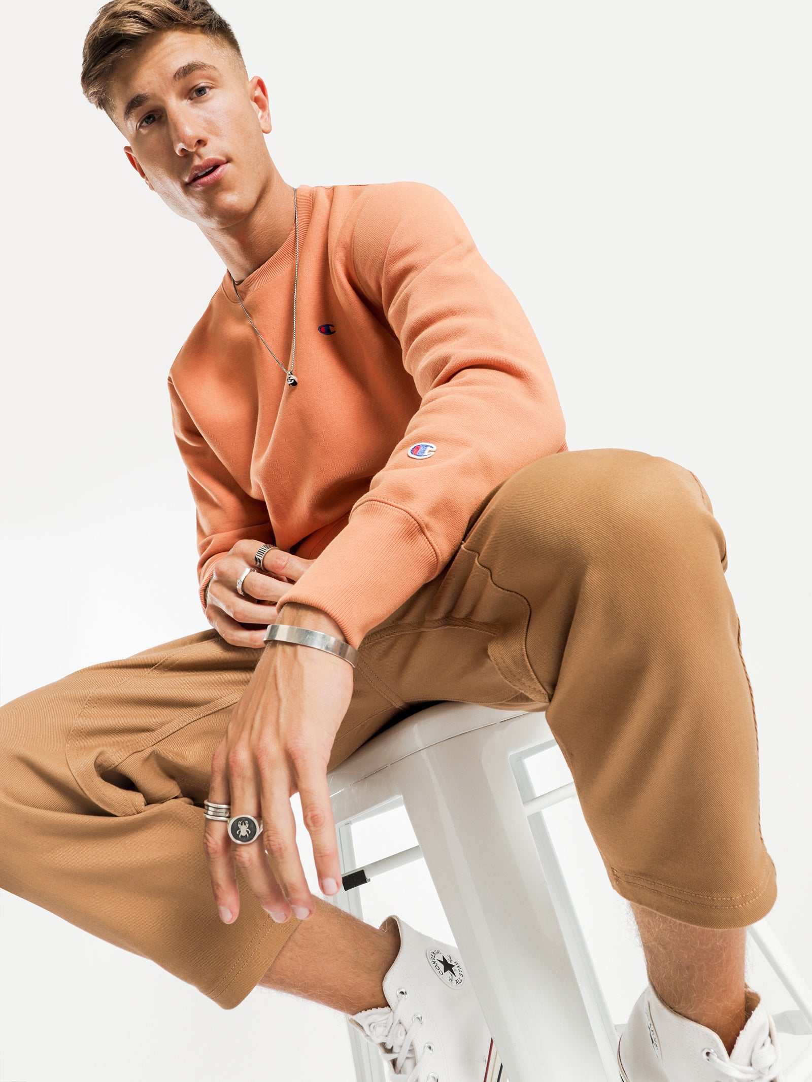 Mini Logo Reverse Weave Crew Sweater