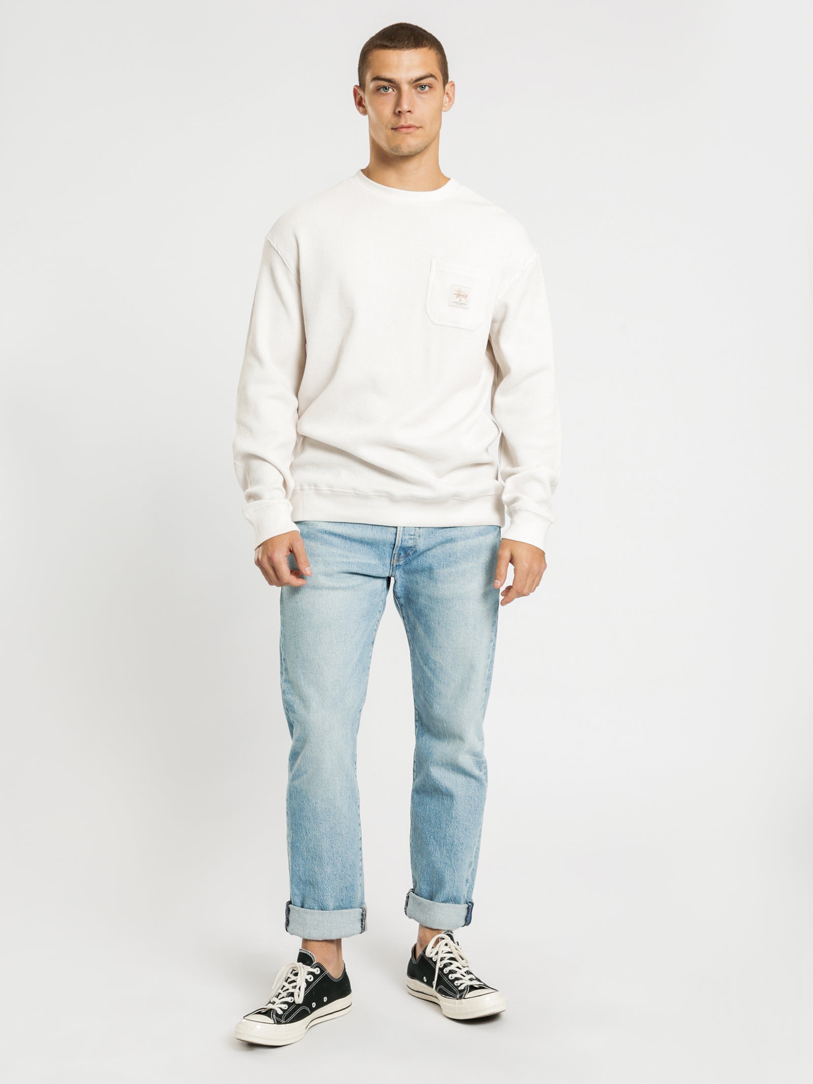 Workwear Waffle Long Sleeve Crew Sweatshirt