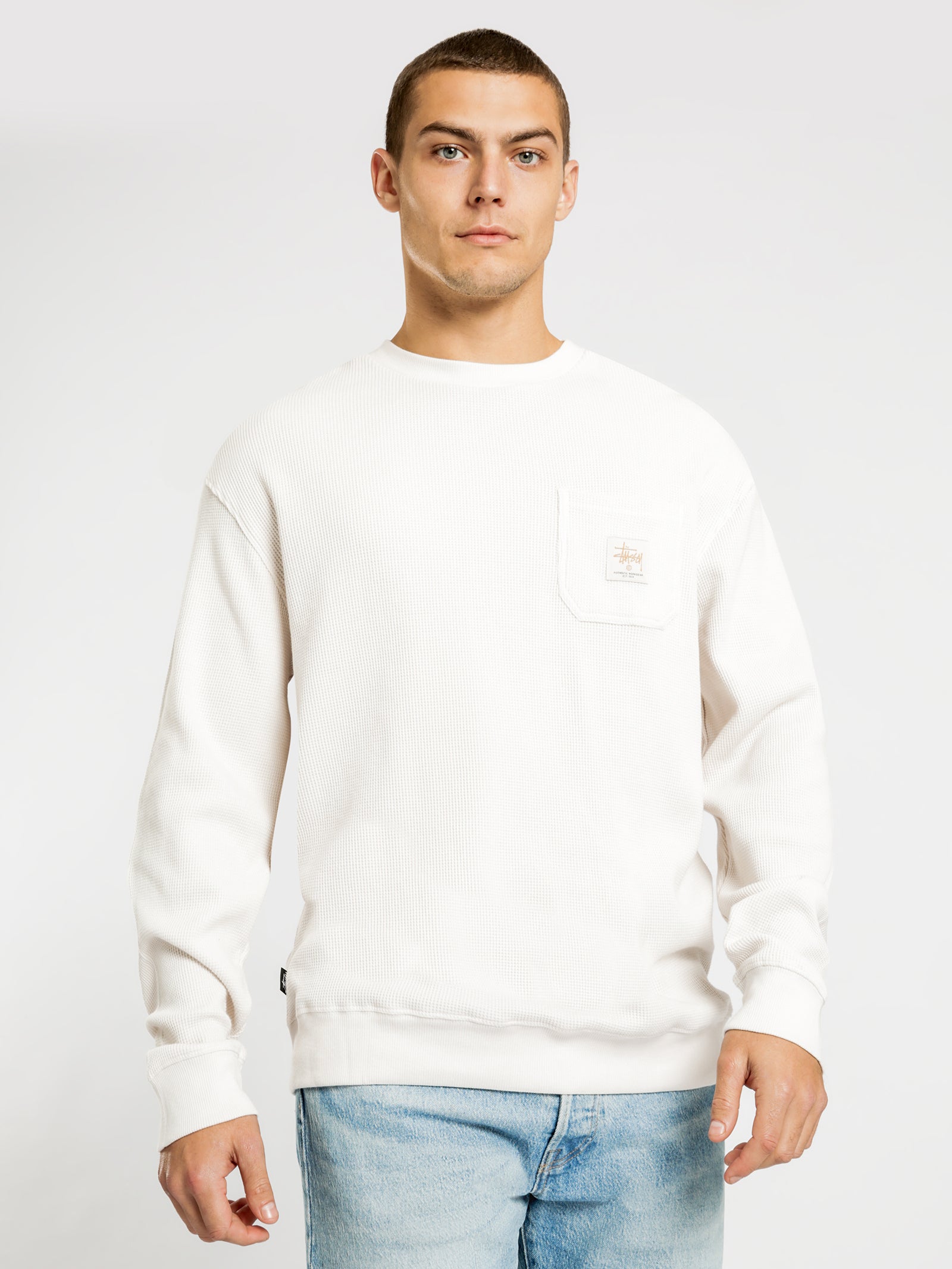 Workwear Waffle Long Sleeve Crew Sweatshirt