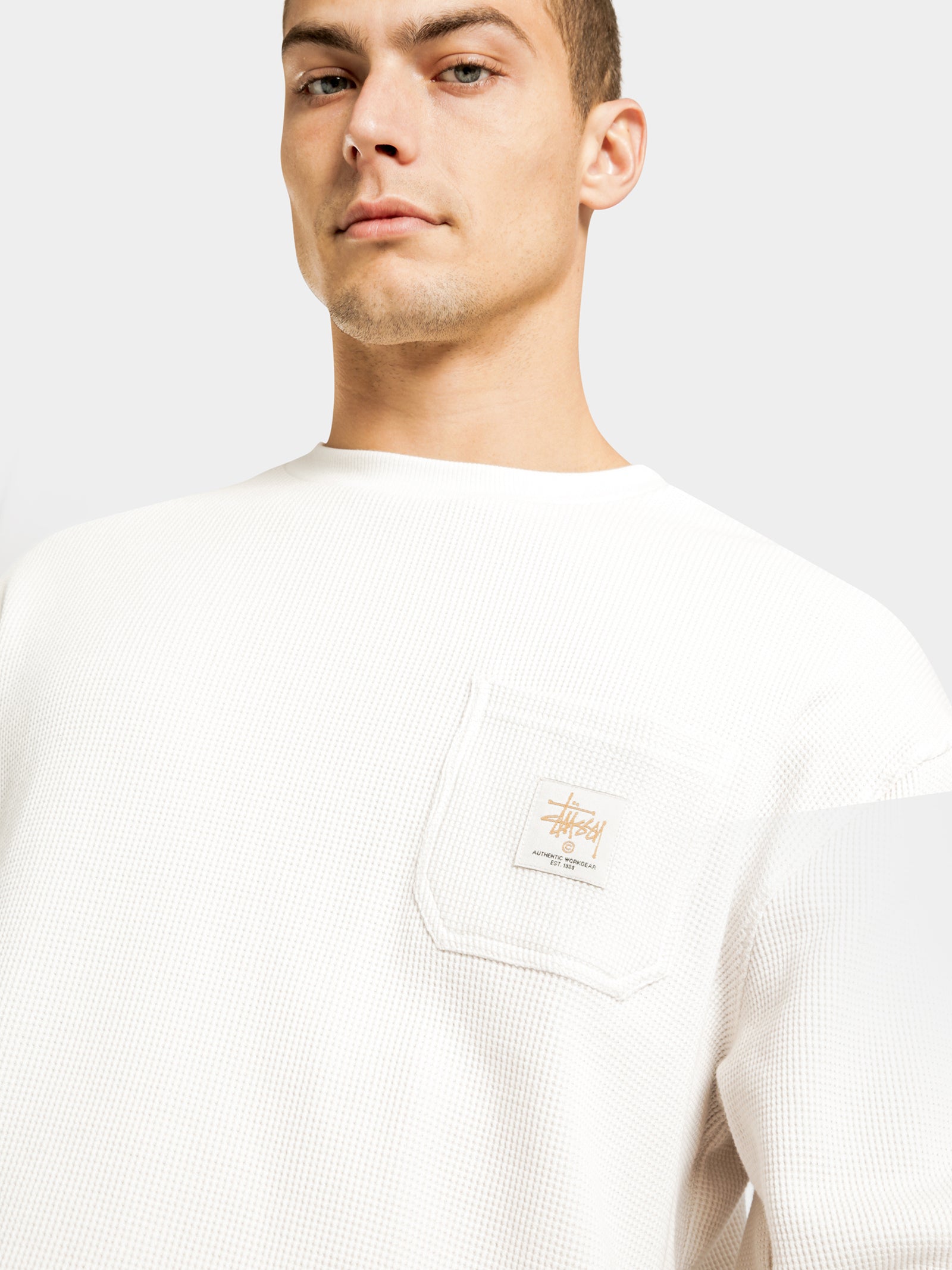 Workwear Waffle Long Sleeve Crew Sweatshirt