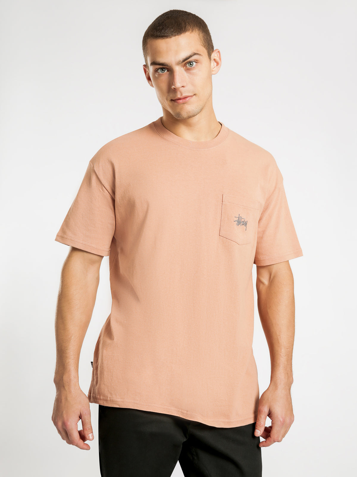 Graffiti Pocket Short Sleeve T-Shirt in Coral