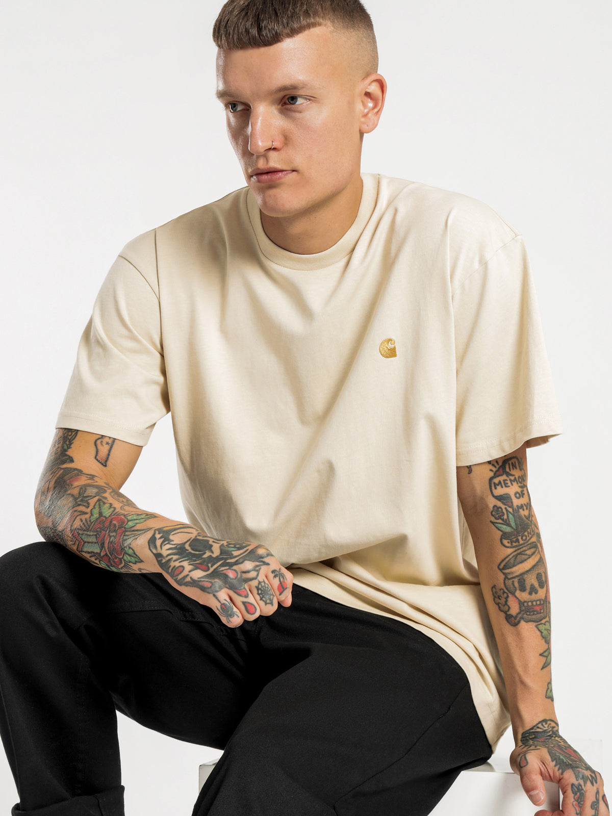 Short Sleeve Chase T-Shirt in Beige
