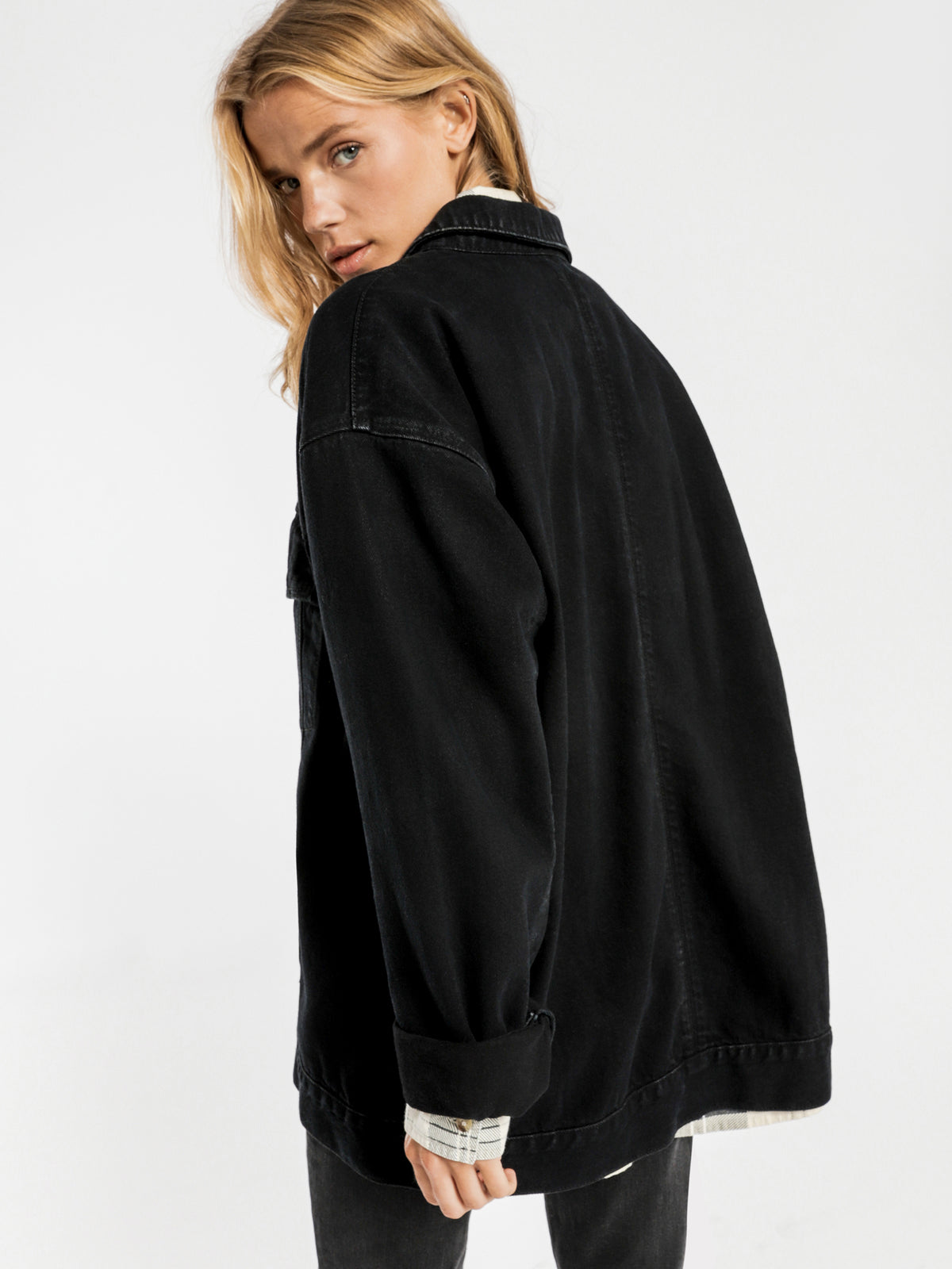 A Supersized Oversized Denim Jacket in Black