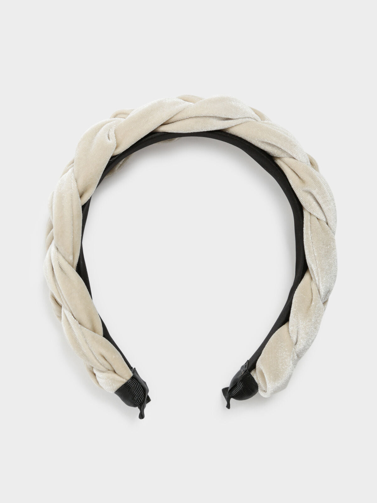Velvet Plait Headband in Vanilla White