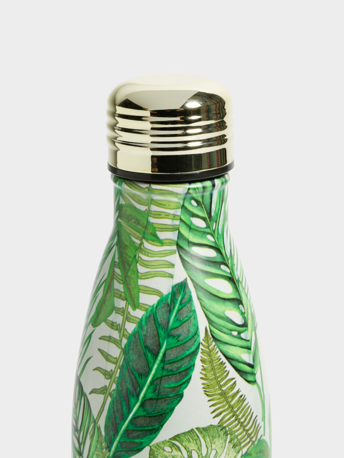 Metal Water Bottle in White Fern Foliage