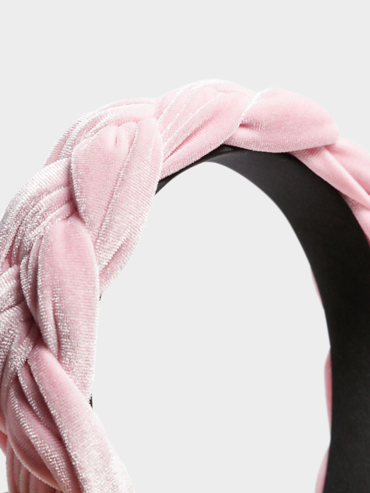 Velvet Plait Headband in Primrose Pink
