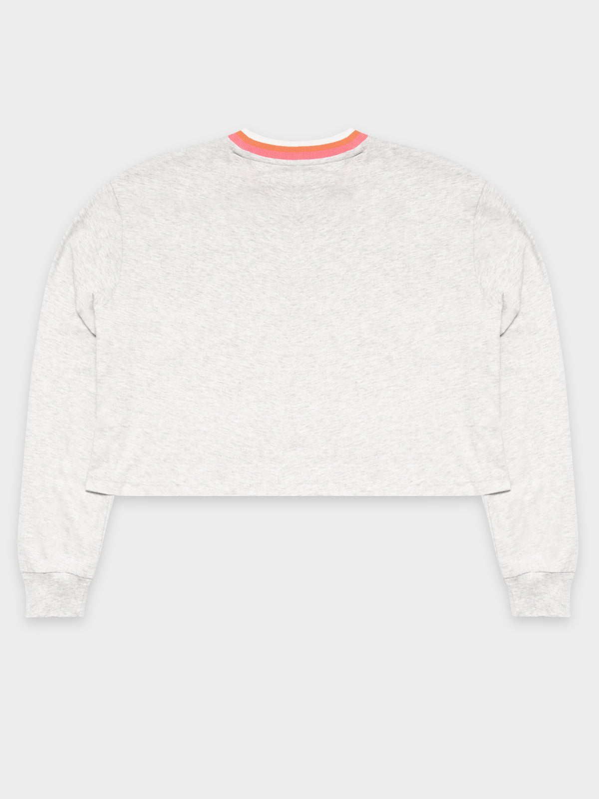 Tommy Hilfiger Boxy Cropped Ringer Long Sleeve T-Shirt | Silver Grey