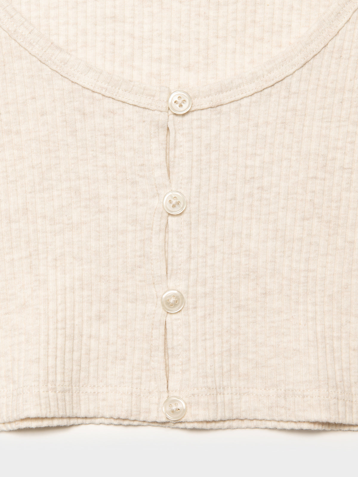 Nude Lucy Ribbed Lounge Button T-Shirt | Cream Marle