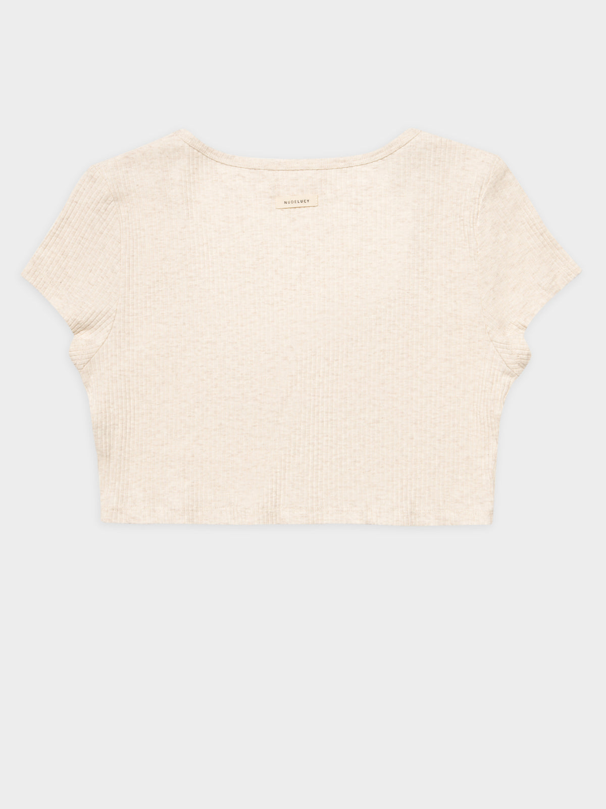 Nude Lucy Ribbed Lounge Button T-Shirt | Cream Marle