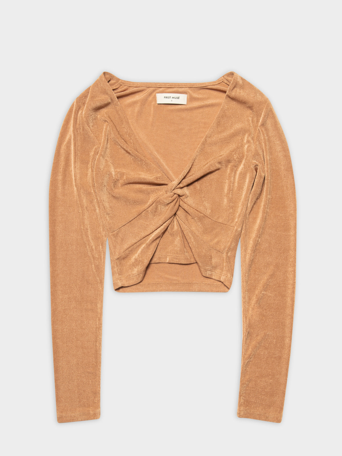 Eve Long Sleeve Twist T-Shirt in Golden
