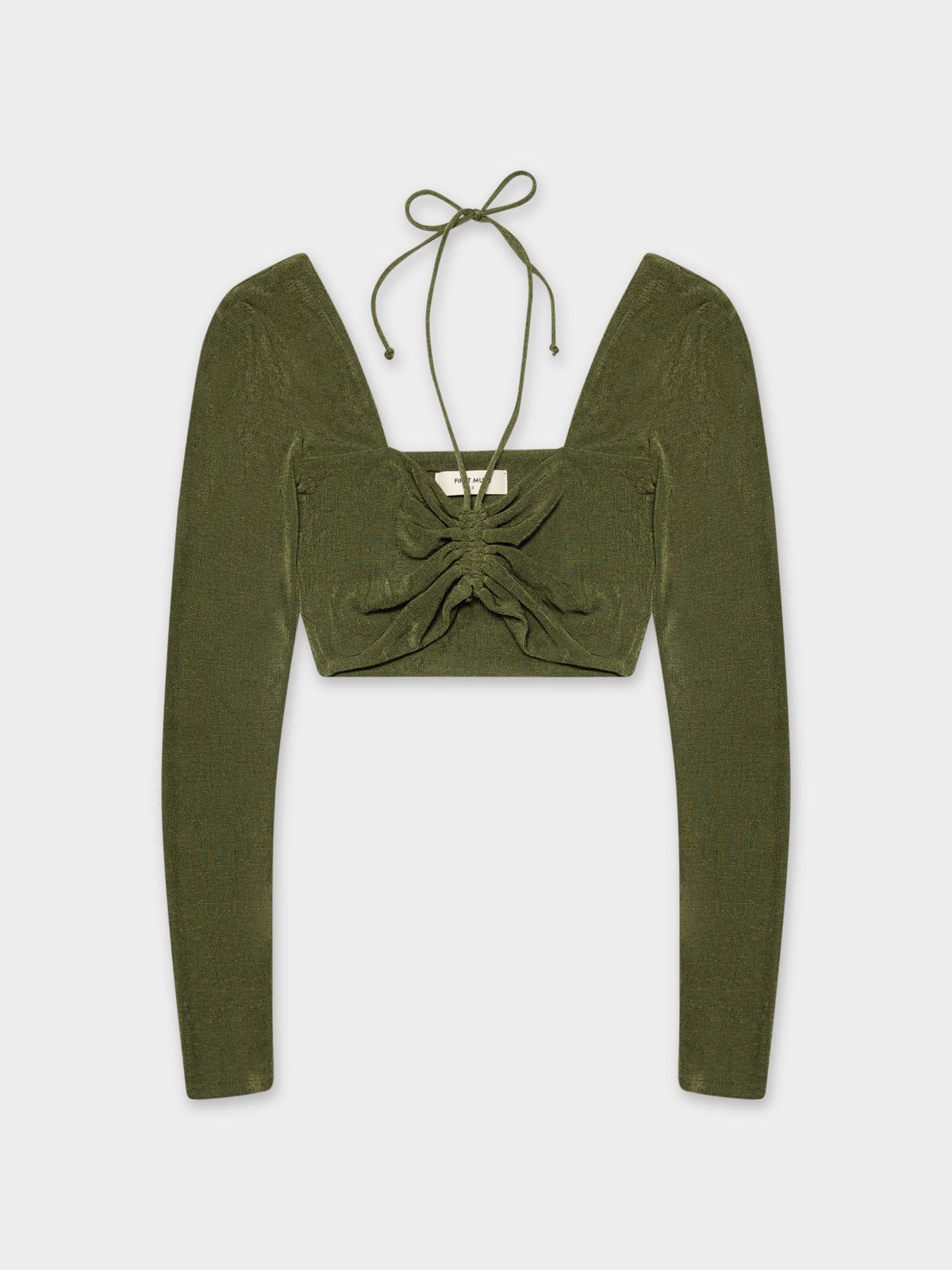 Talia Tie Front Top in Olive