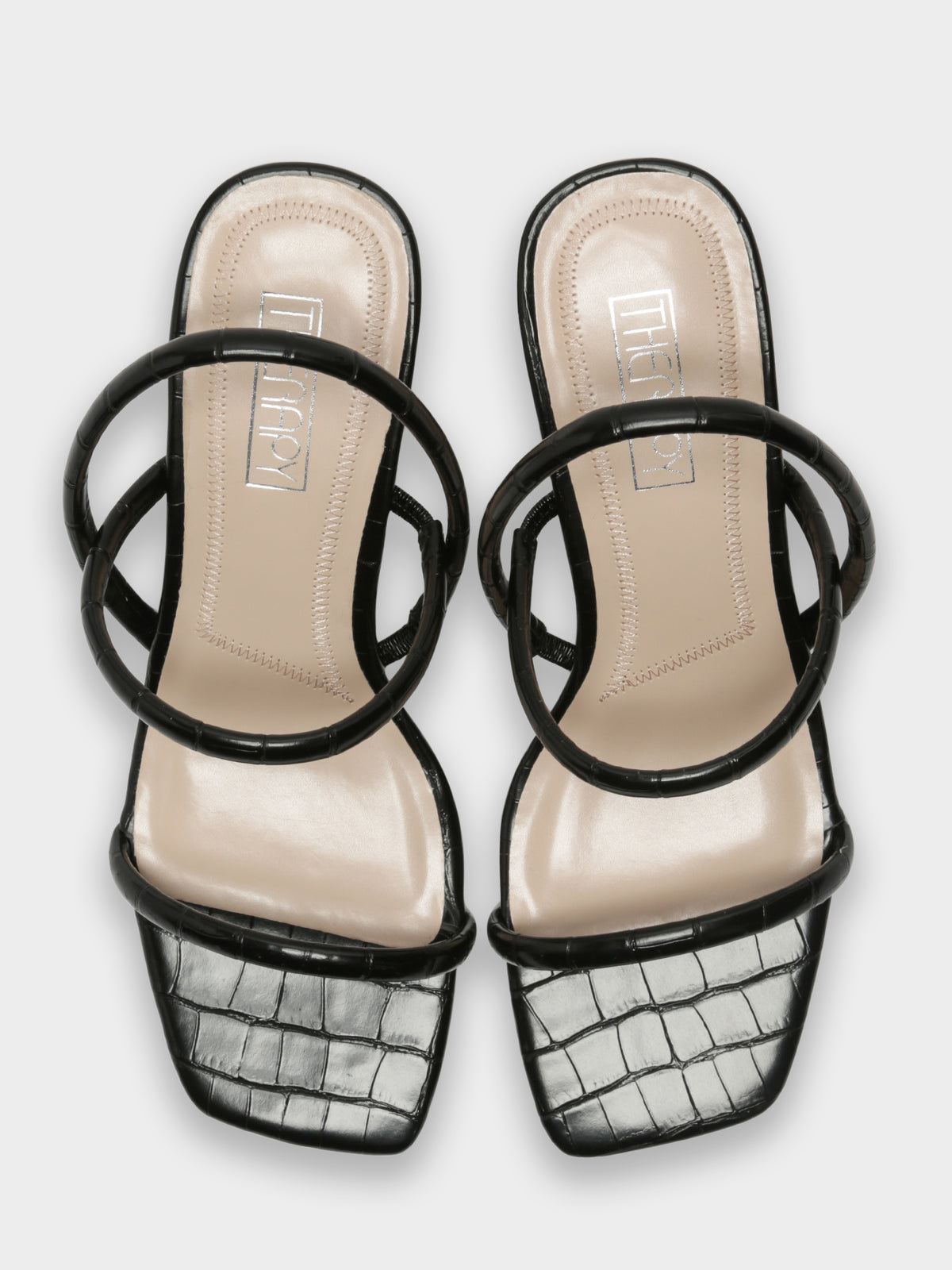 Betta Heels in Black Croc