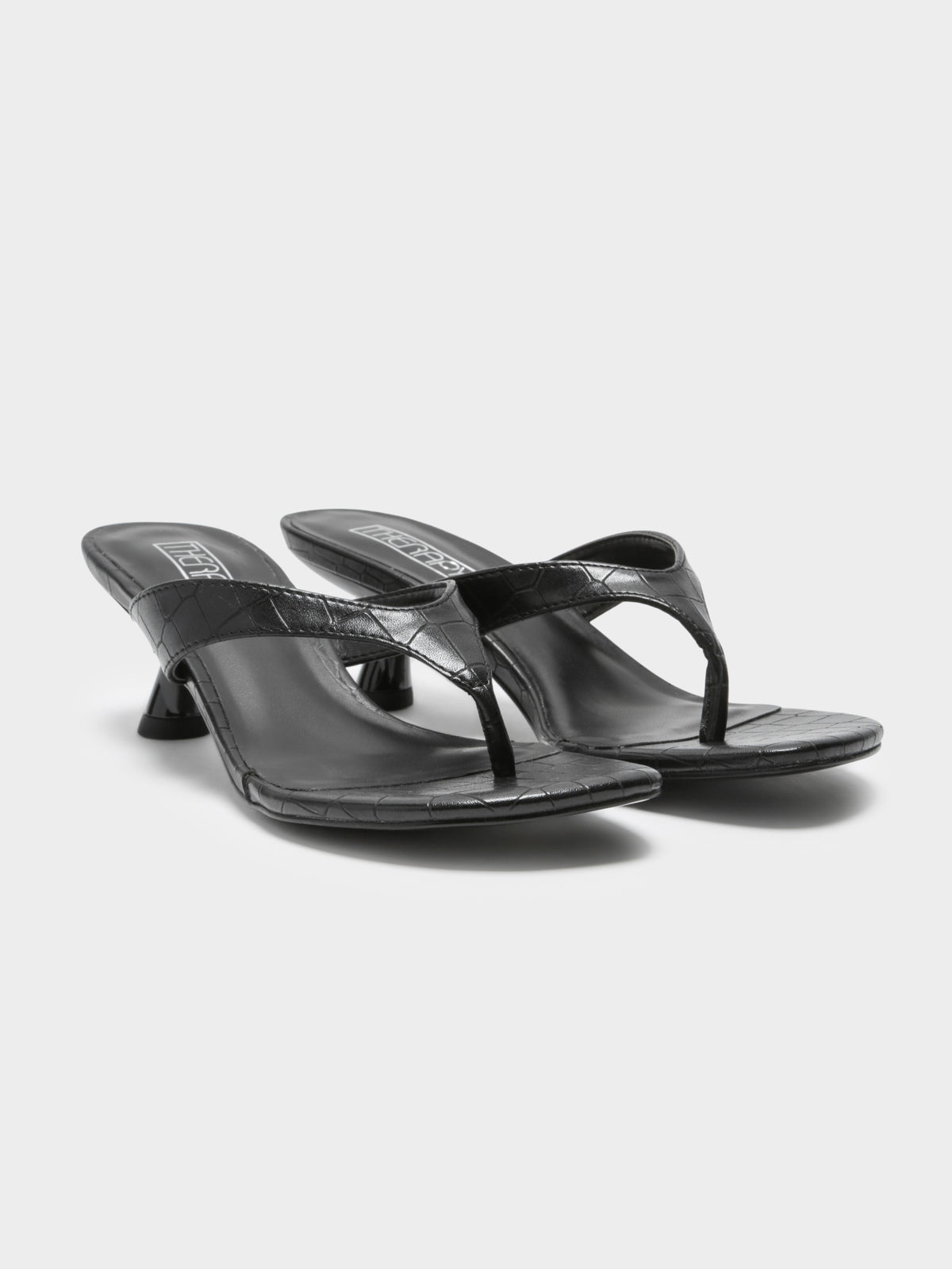 Mici Heels in Black Croc