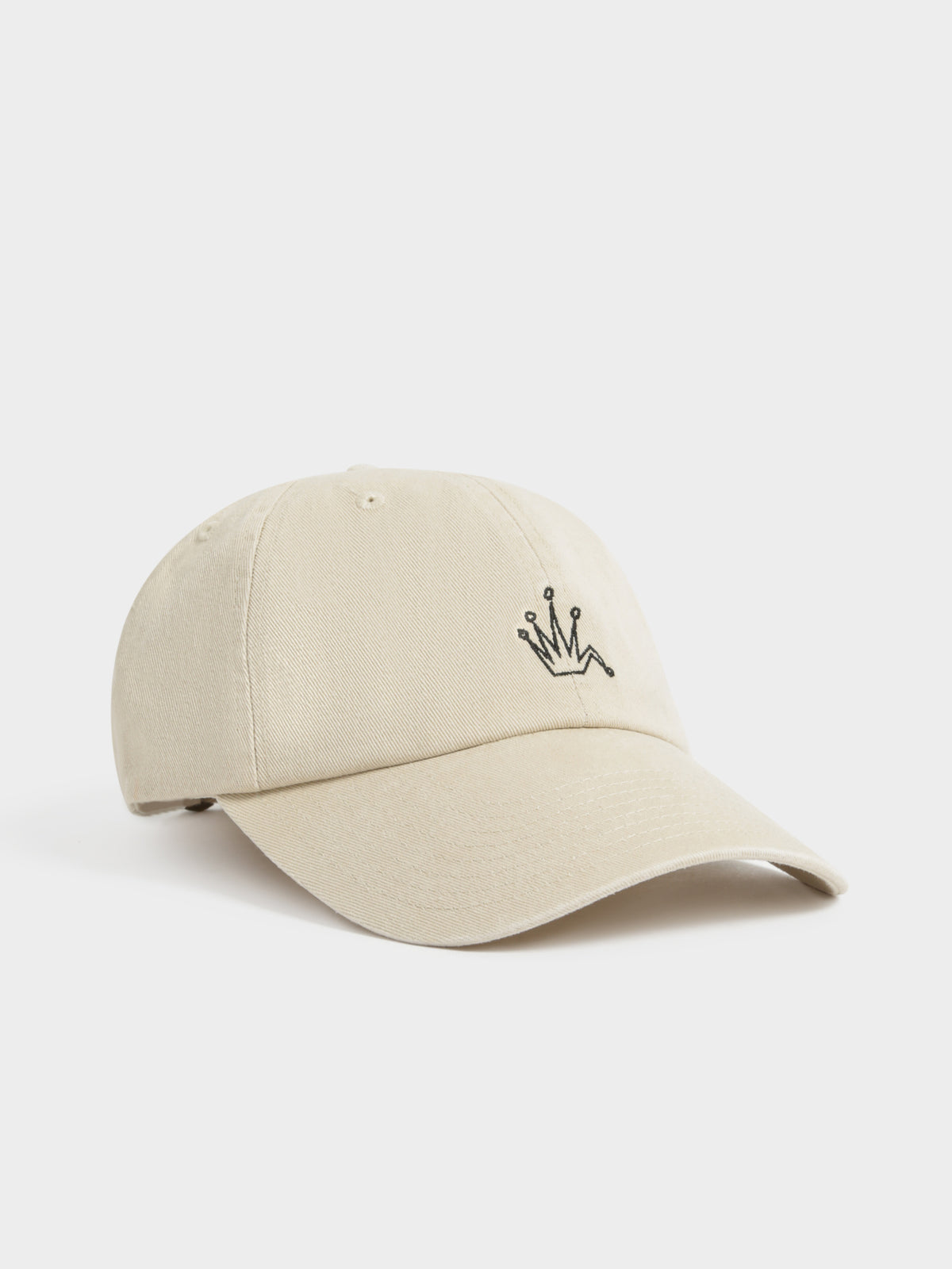Embroidered Crown Stock Low-Pro Cap in White Sand