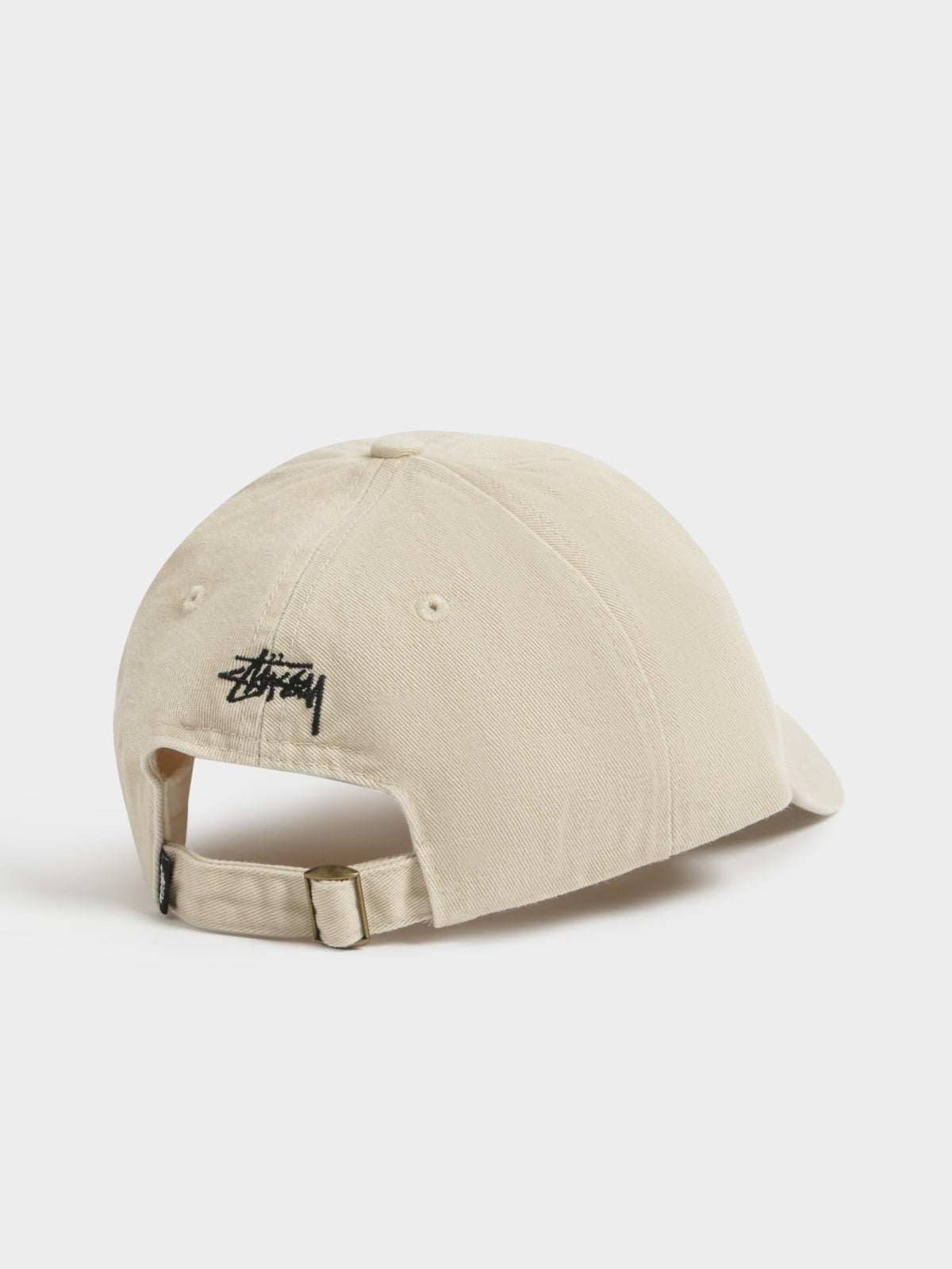 Embroidered Crown Stock Low-Pro Cap in White Sand
