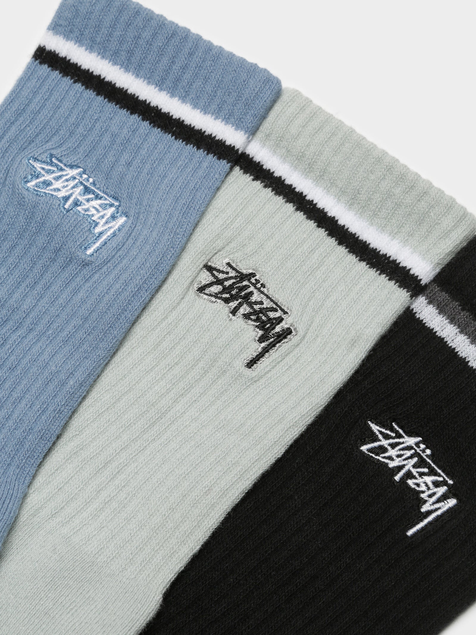 Stock Border 3 Pack Crew Stripe Socks