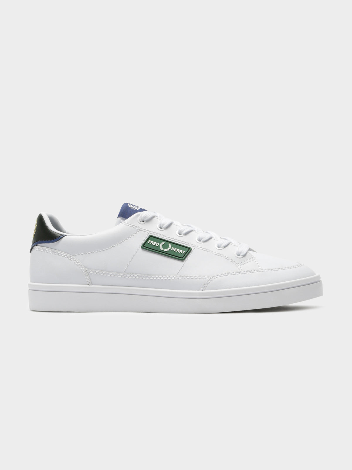 Mens Deuce Leather Sneaker in White &amp; Green