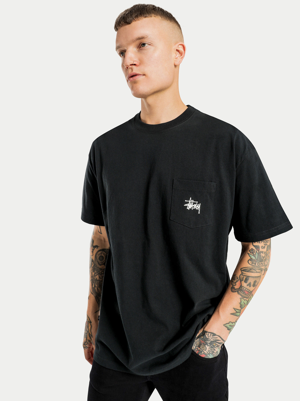 Graffiti Pocket Short Sleeve T-Shirt in Black